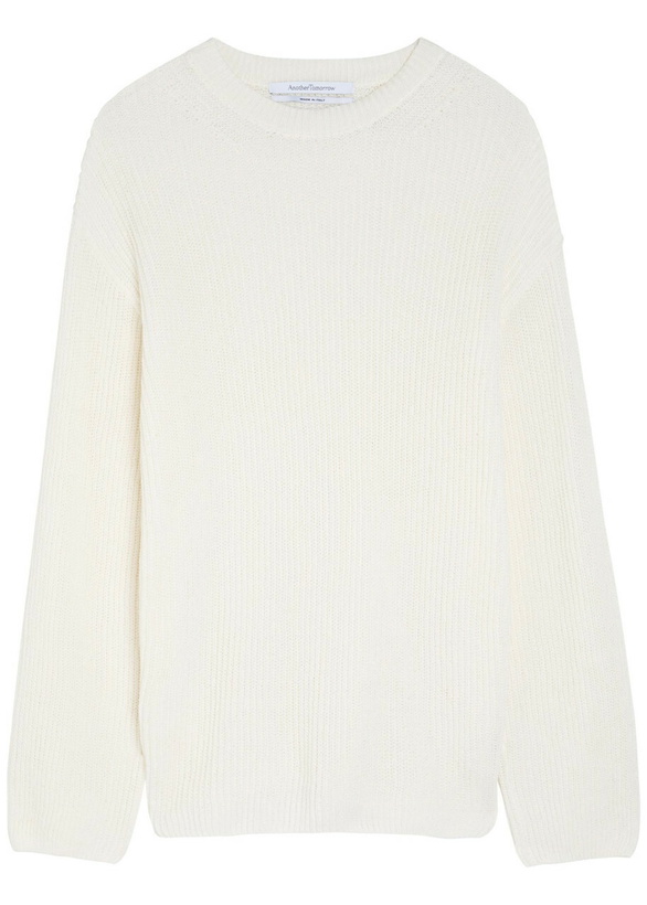 Photo: Another Tomorrow Open-knit Cotton and Linen-blend Jumper Off White
