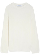 Another Tomorrow Open-knit Cotton and Linen-blend Jumper Off White