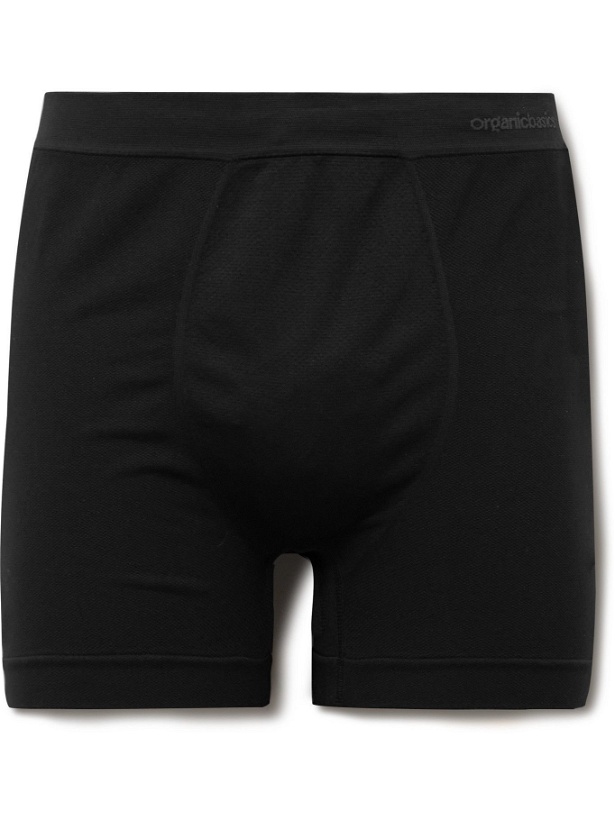 Photo: ORGANIC BASICS - Active Recycled Stretch-Piqué Boxer Shorts - Black