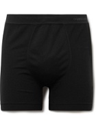 ORGANIC BASICS - Active Recycled Stretch-Piqué Boxer Shorts - Black