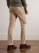 Brunello Cucinelli - Tapered Garment-Dyed Stretch-Cotton Trousers - Neutrals