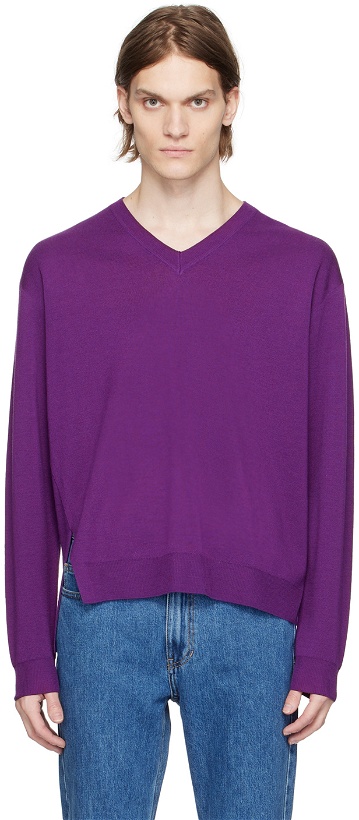 Photo: Wooyoungmi Purple V-Neck Sweater