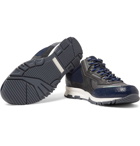 Lanvin - Mesh, Suede and Textured-Leather Sneakers - Men - Navy