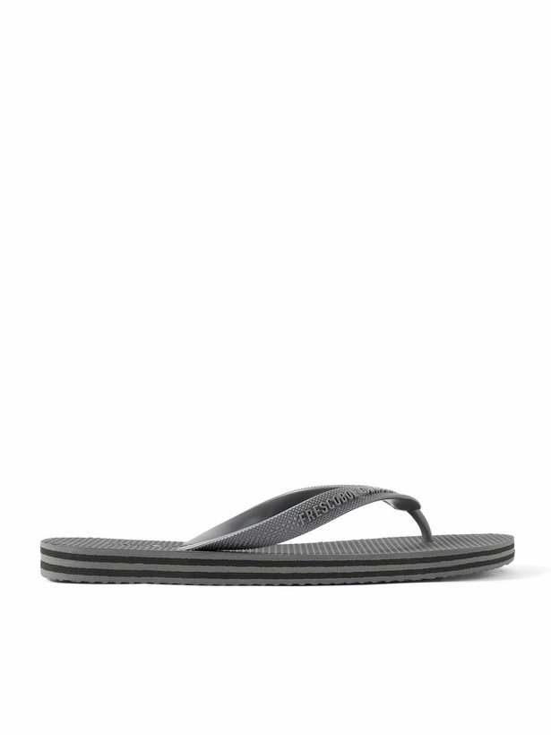 Photo: Frescobol Carioca - Fabio Logo-Embossed Rubber Flip Flops - Gray