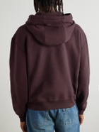 SAINT LAURENT - Logo-Embroidered Cotton-Jersey Hoodie - Brown