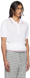 Thom Browne White Striped Polo