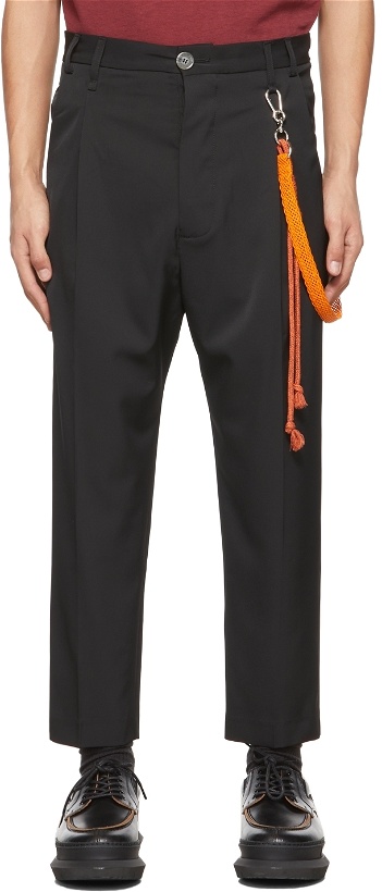 Photo: Song for the Mute Black & Orange Tapered Pleated Lanyard Trousers