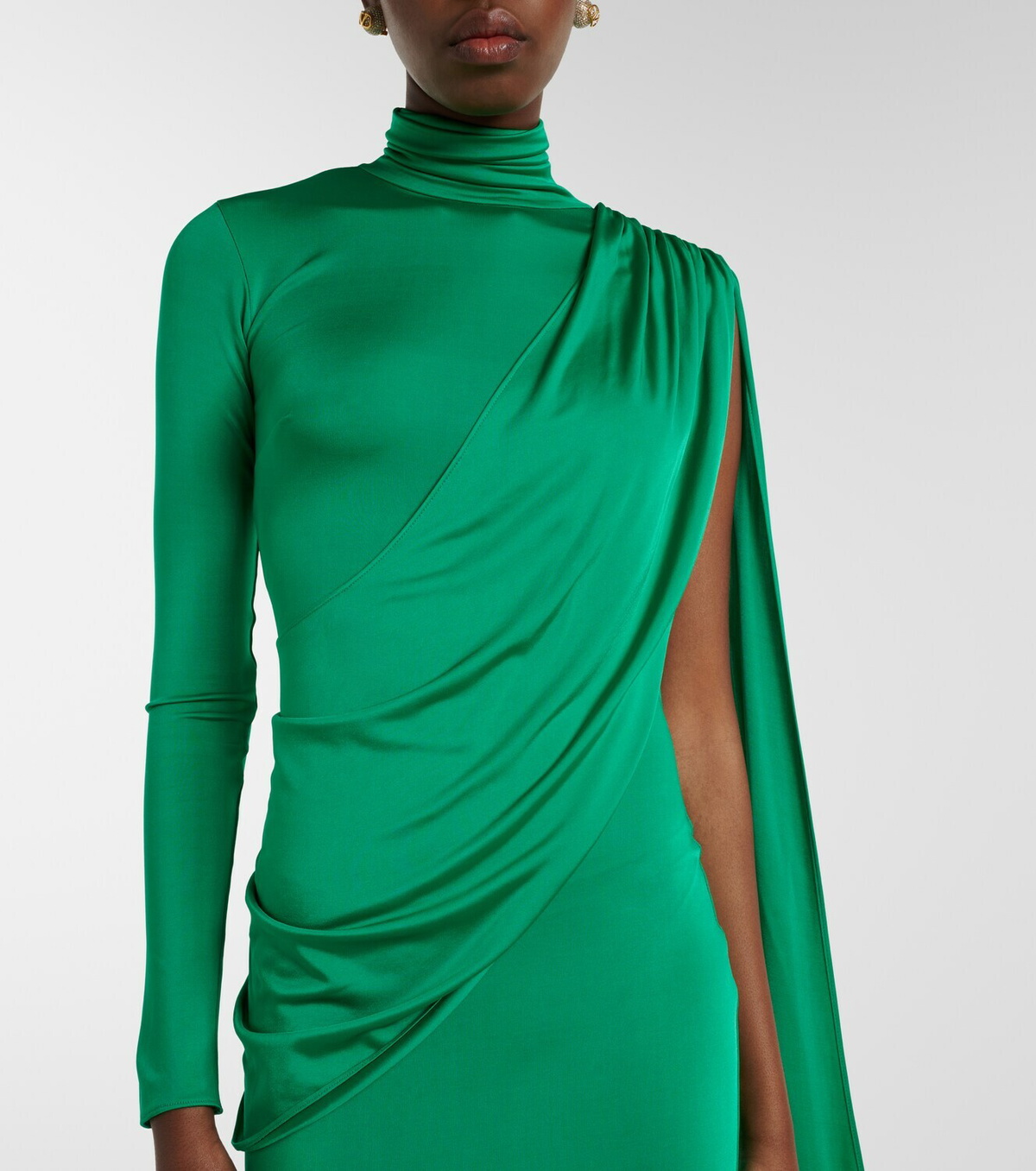 The New Arrivals Ilkyaz Ozel Aya caped satin gown
