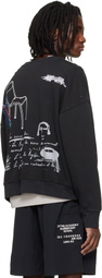 Song for the Mute Black 'Peaking Kid' Relaxed Pullover Sweatshirt