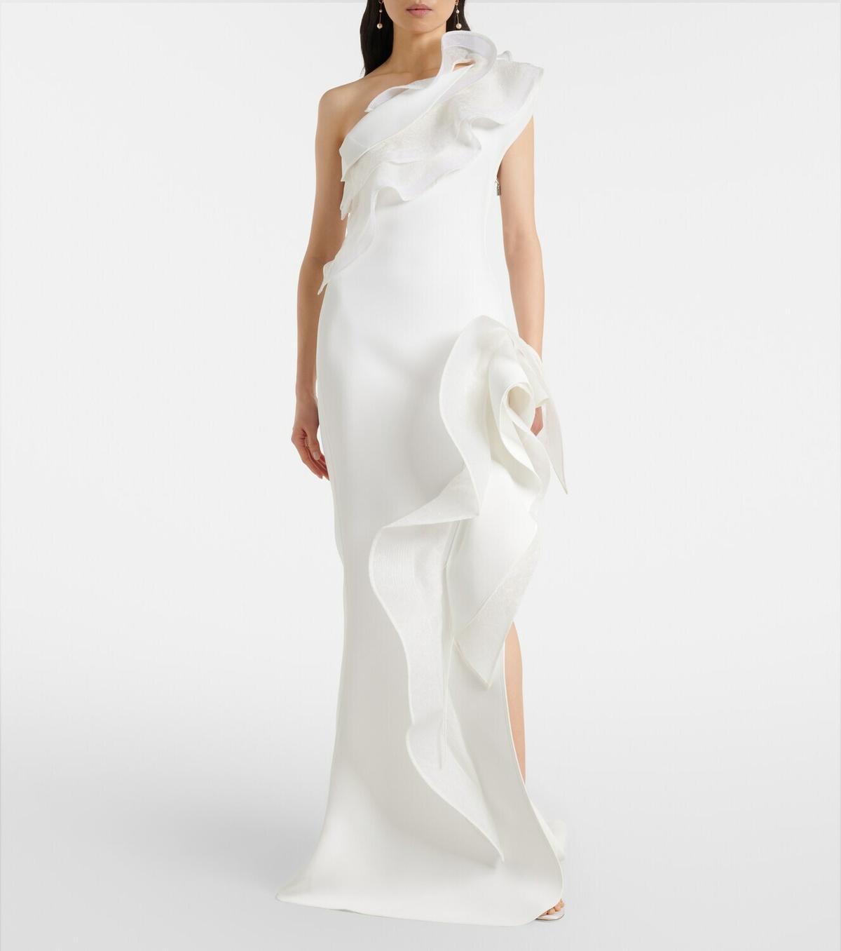 Maticevski Excitement ruffled one-shoulder gown