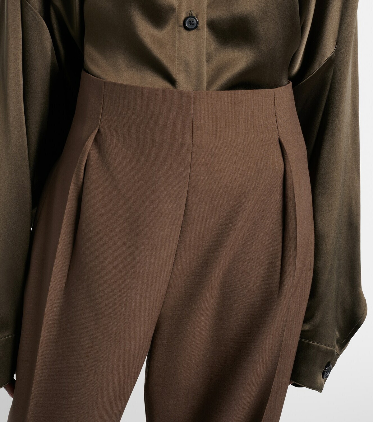 Khaite Somera pleated virgin wool straight pants