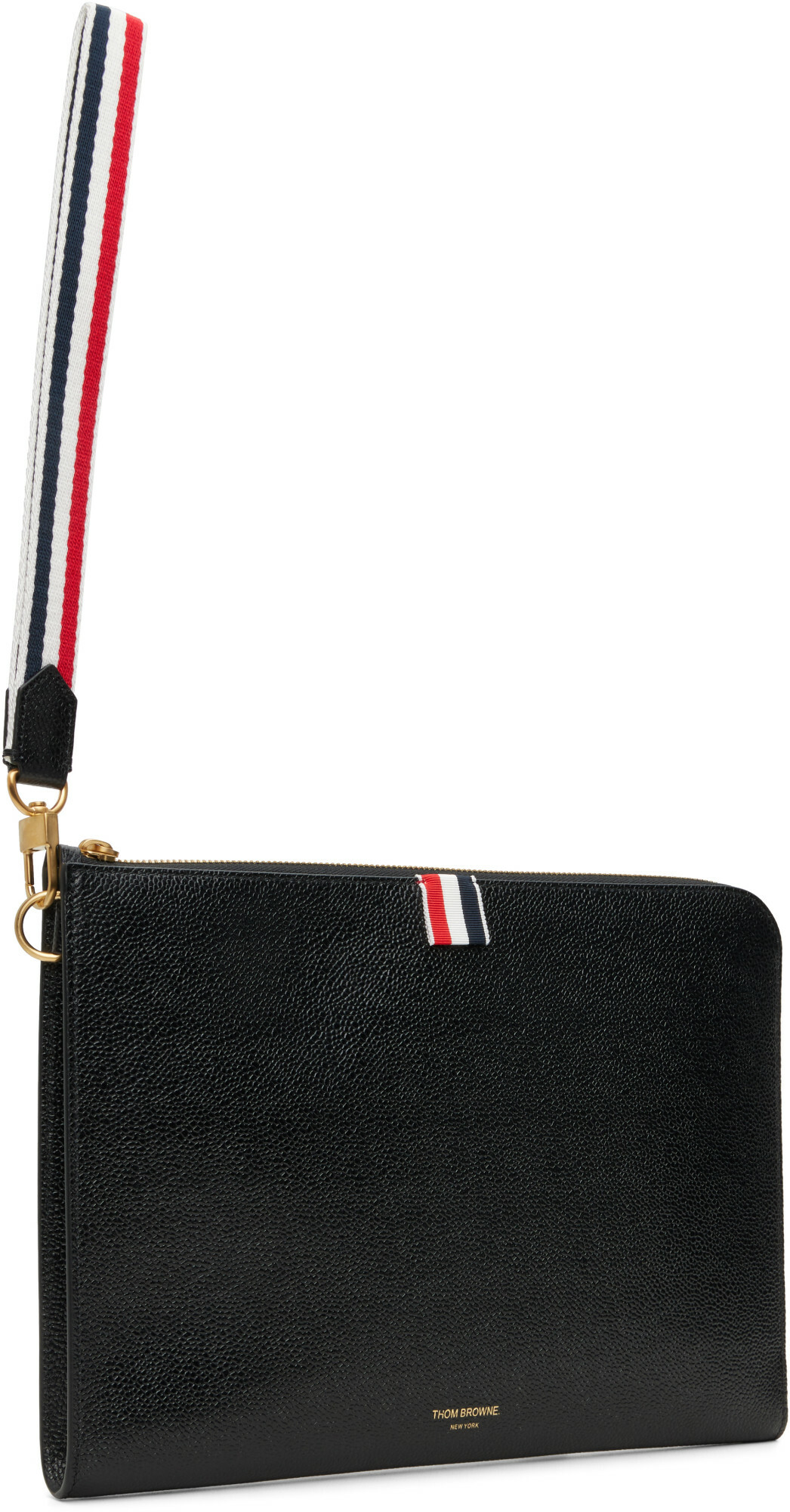 Thom Browne Black Pebble Grained Pouch