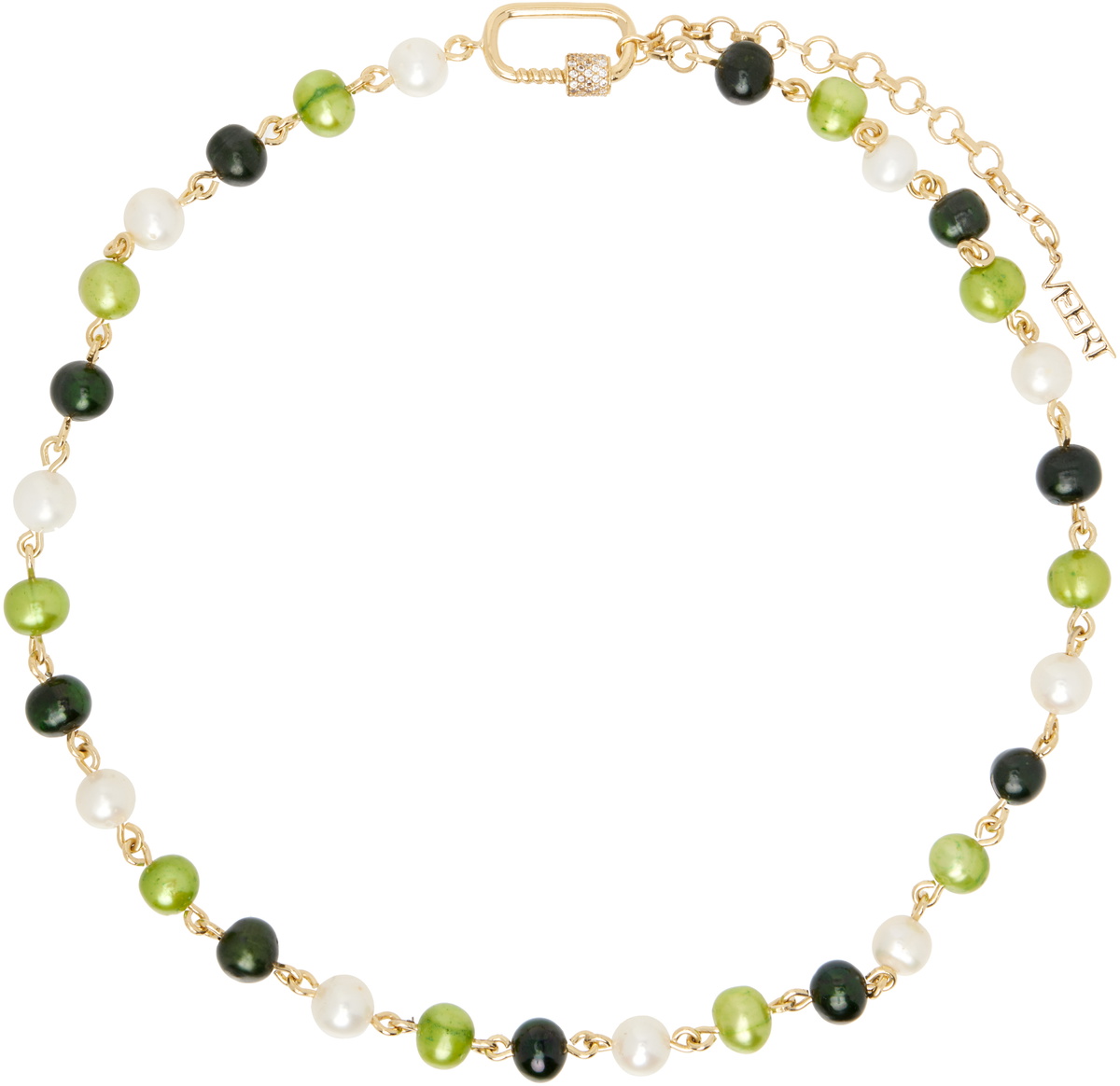 VEERT 'The Single Multi Green Freshwater Pearl' Necklace