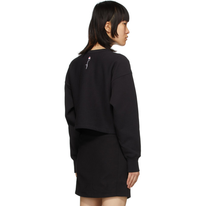 Champion Reverse Weave Black Cropped Crewneck Sweatshirt