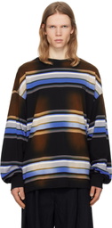 Juun.J Brown & Blue Washed Multi Stripe Long Sleeve T-shirt