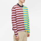 Sunnei Men's Long Sleeve Panel Stripe T-Shirt in Mixed Stripe