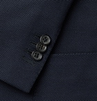 Incotex - Navy Slim-Fit Unstructured Double-Breasted Cotton-Piqué Blazer - Blue