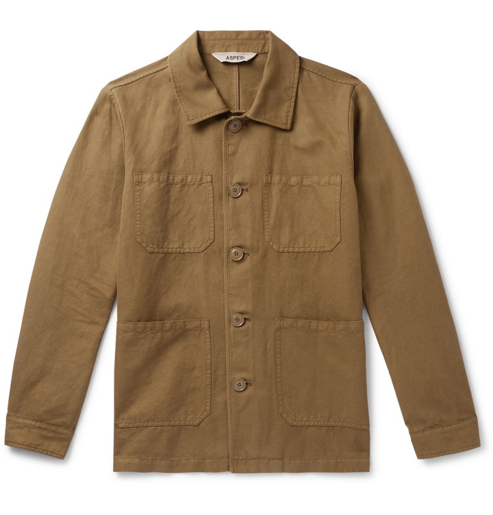 Photo: Aspesi - Cotton and Linen-Blend Overshirt - Brown