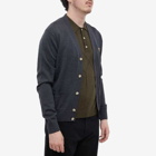 Maison Kitsuné Men's Fox Head Patch Classic Cardigan in Anthracite Melange