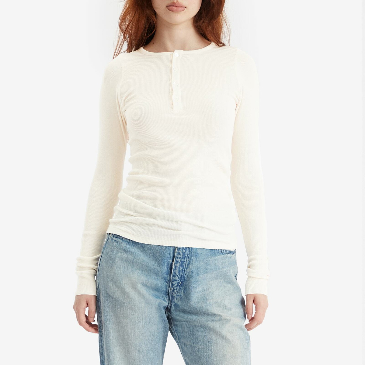 Auralee Women's Organic Soft Rib Pullover in Ivory