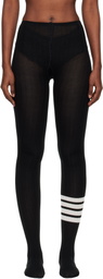 Thom Browne Black Opaque Rib 4-Bar Tights