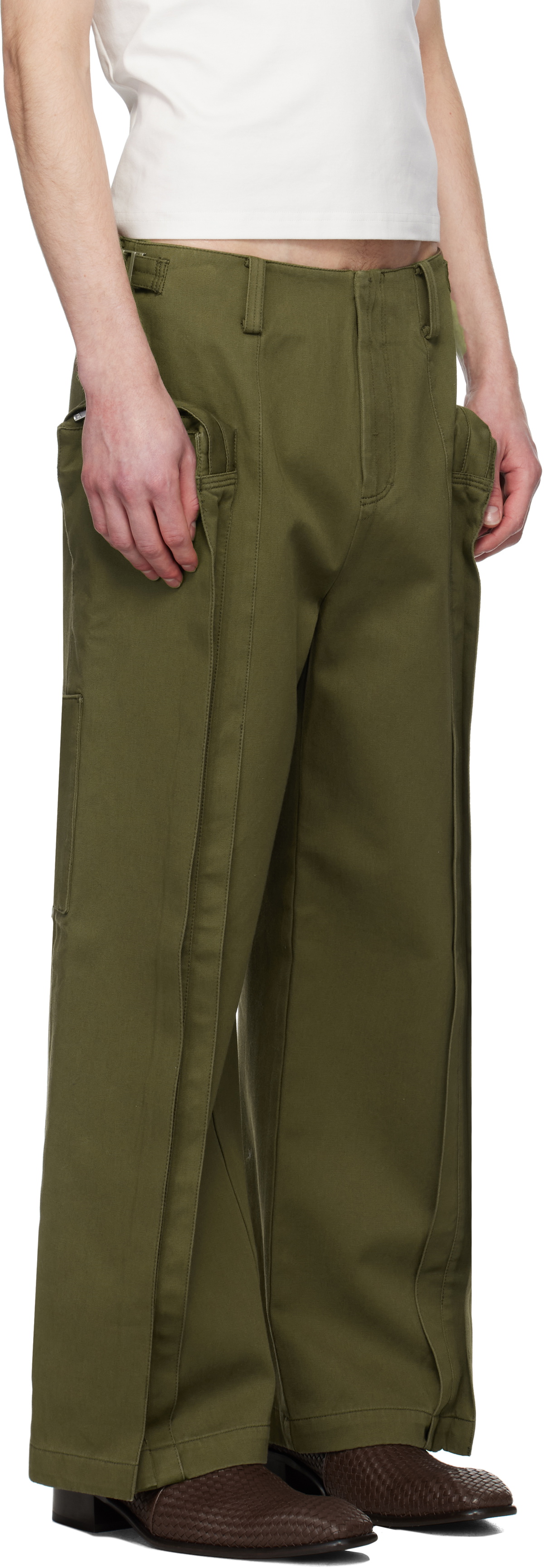 Fax Copy Express Khaki Vertical Pocket Cargo Pants