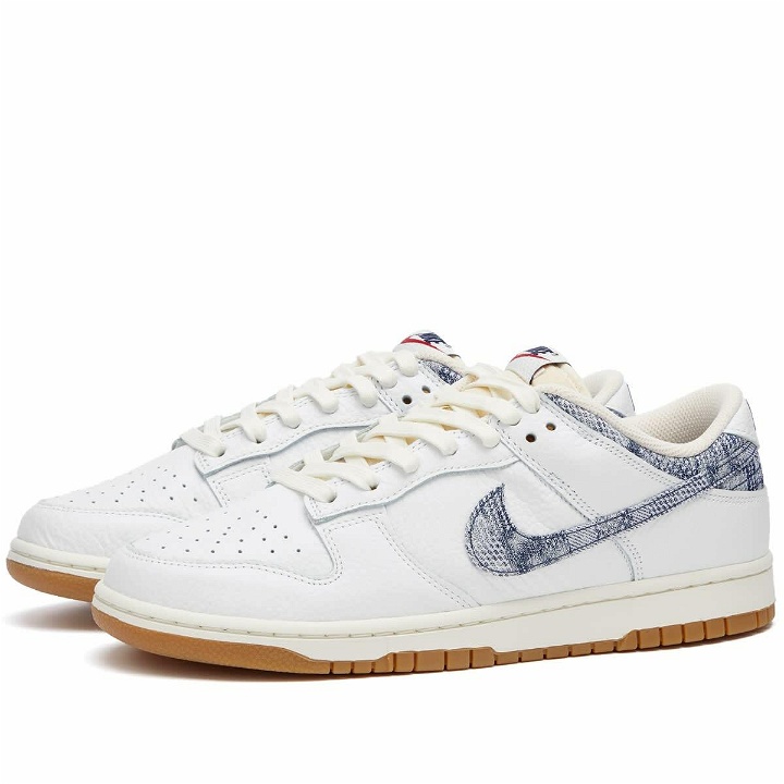 Photo: Nike Men's Dunk Low Sneakers in White/Midnight Navy
