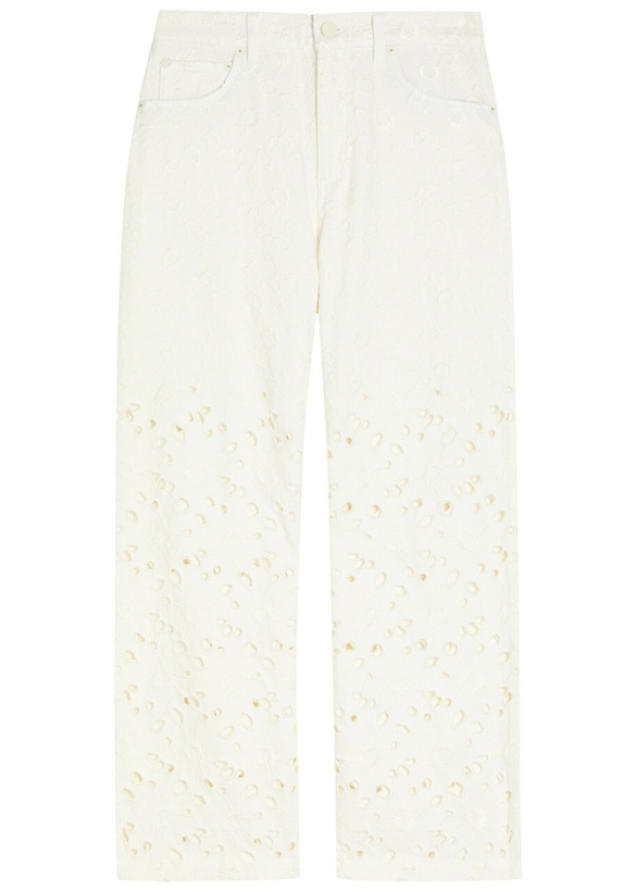 Photo: Alice + Olivia Chic Cutwork Embroidered Wide-leg Jeans White