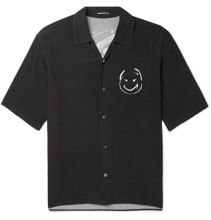 Photo: Undercover - Camp-Collar Printed Woven Shirt - Black
