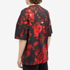 Alexander McQueen Men's Waxed Floral Print T-Shirt in Black/Red