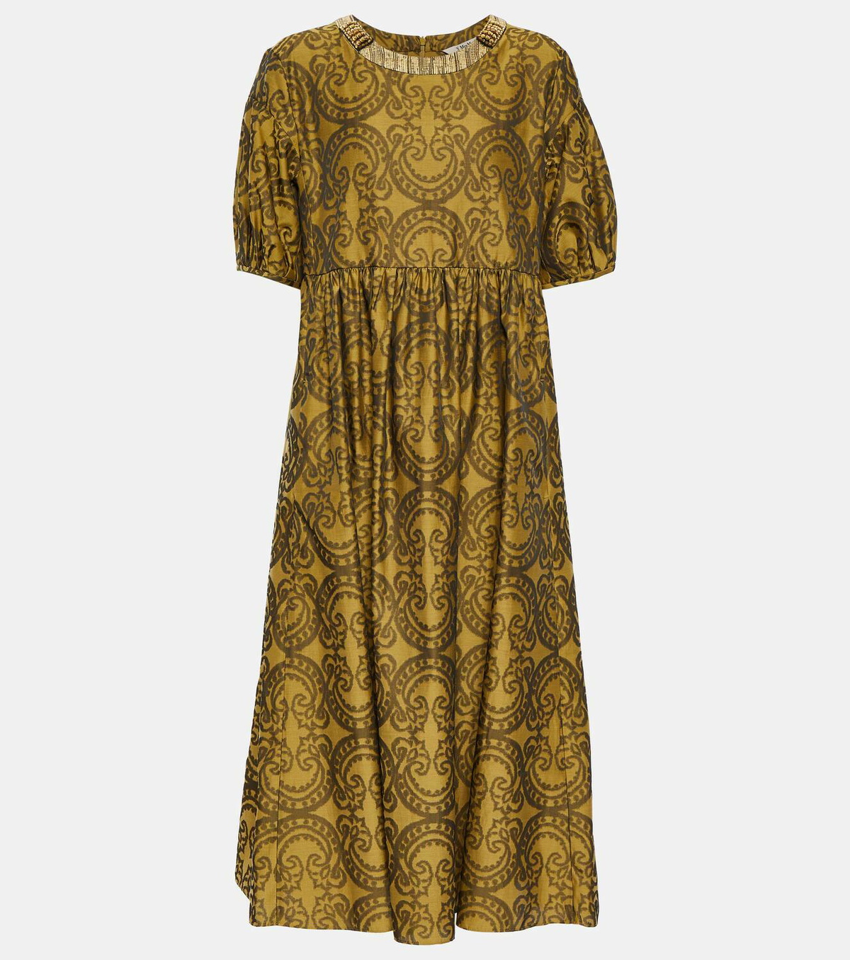 gold metallic tiered midi dress by self portrait Gold Metallic Sleeveless Midi Dress – self-portrait-US