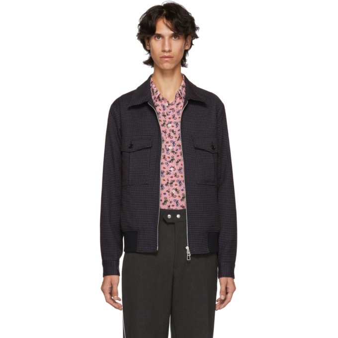 Photo: PS by Paul Smith Blue and Black Check Bomber Jacket