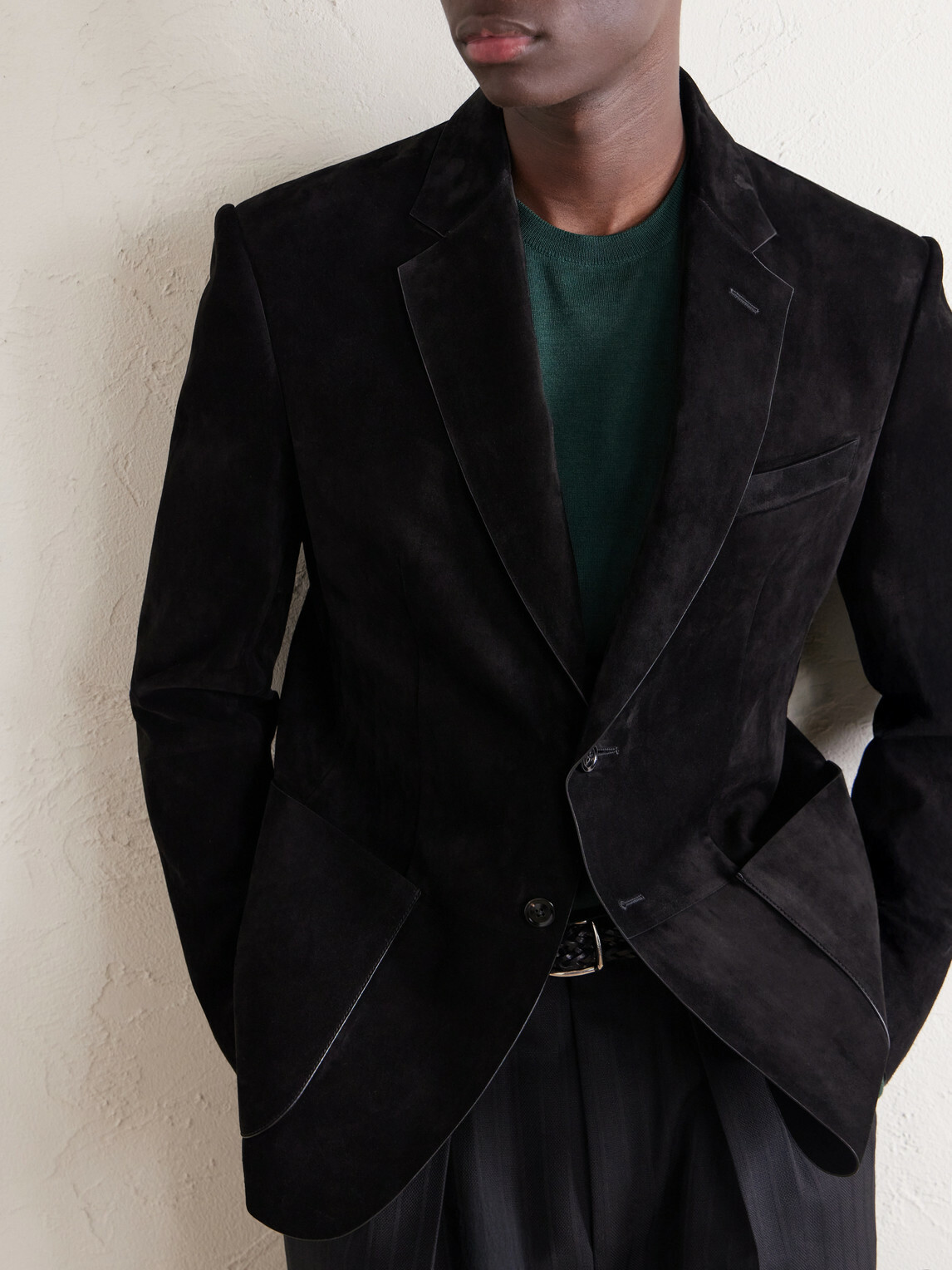 TOM FORD - Panelled Suede Blazer - Black