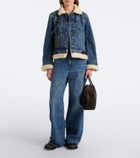 Sacai Leather-trimmed denim jacket