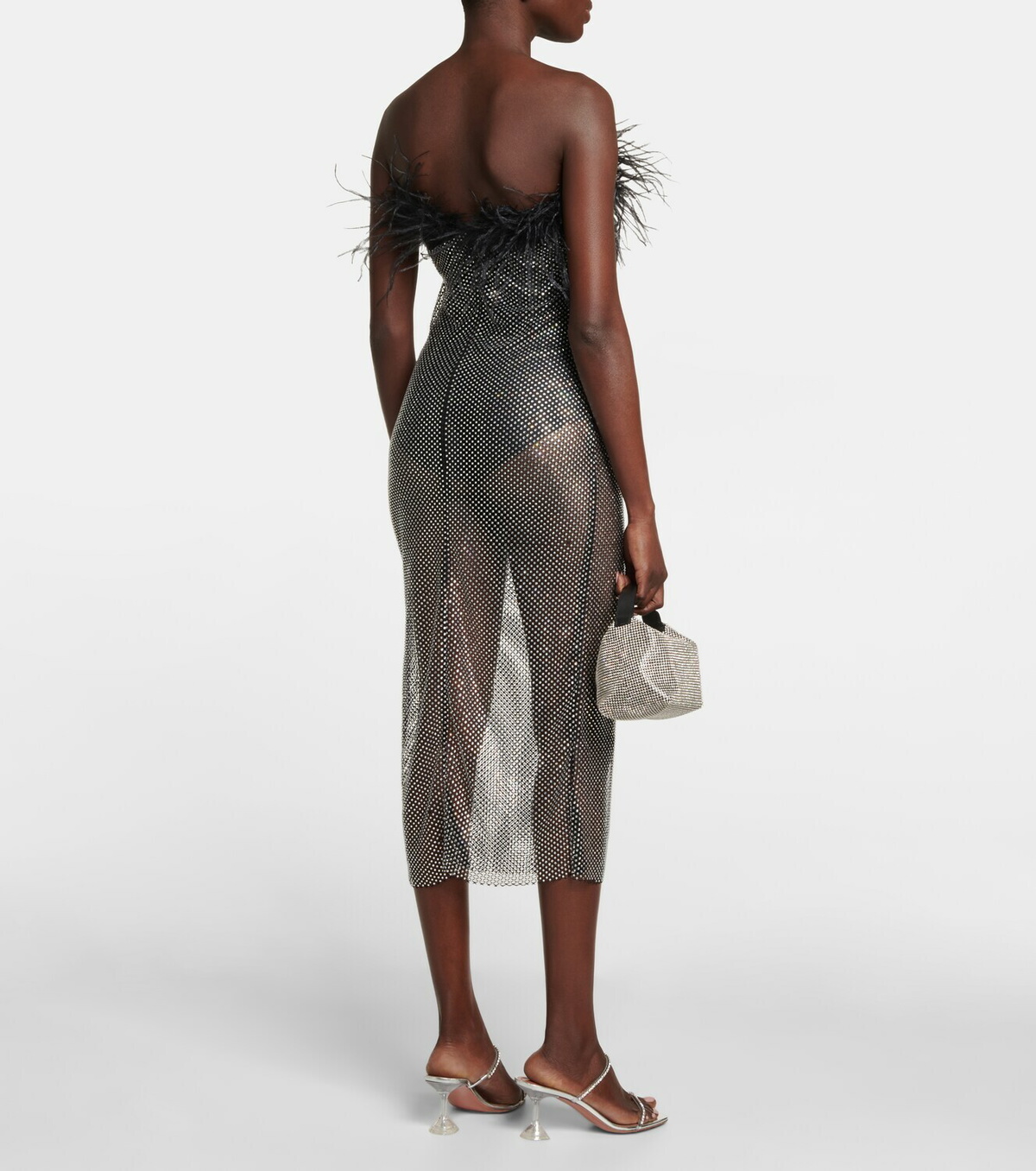 Giuseppe di Morabito Feather-trimmed embellished midi dress