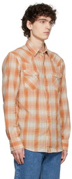 RRL Orange & Beige Western Plaid Shirt