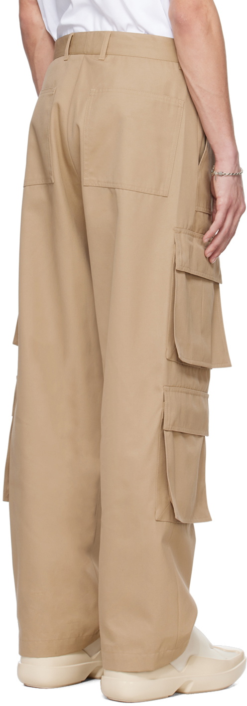 Lownn Beige Wide Leg Cargo Pants