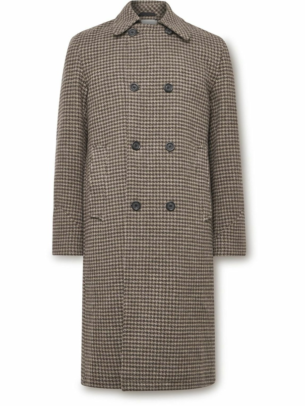 Photo: Oliver Spencer - Big Double-Breasted Houndstooth Wool Coat - Brown