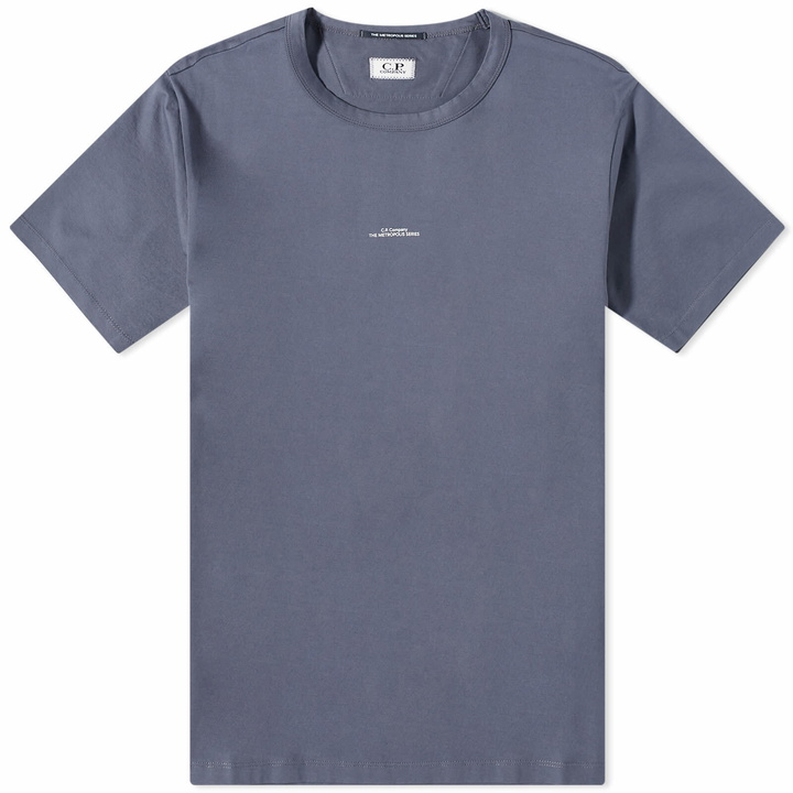 Photo: C.P. Company Men's Metropolis Centre Logo T-Shirt in Ombre Blue