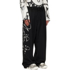 Y-3 Black Chito Edition Graphic Wide Wool Trousers