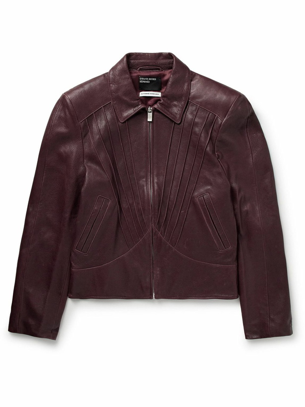 Photo: Enfants Riches Déprimés - Slim-Fit Pintucked Full-Grain Leather Jacket - Burgundy