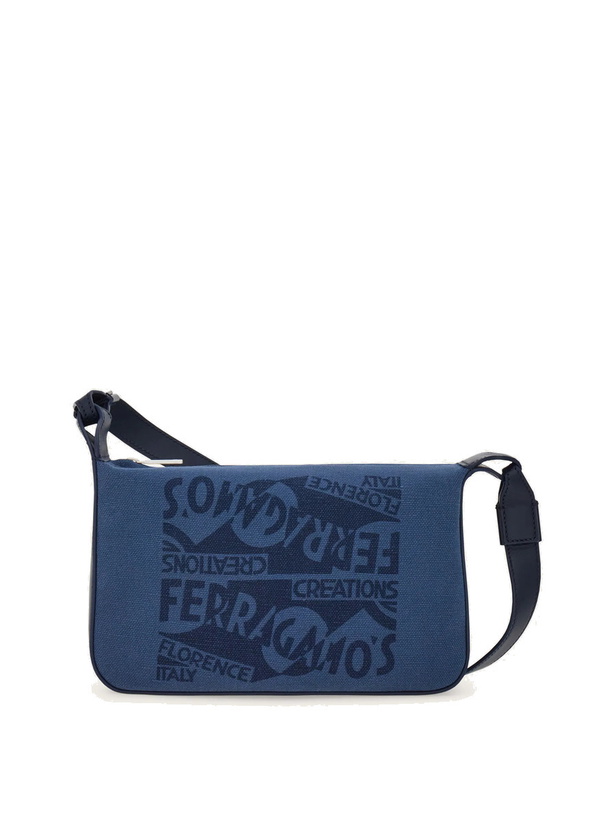 Photo: Ferragamo Mens Shoulder bag with logo in Blue