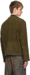 NVRFRGT Khaki Exposed Seams Cardigan