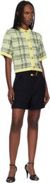 BALMAIN Black Grain De Poudre Belt Shorts
