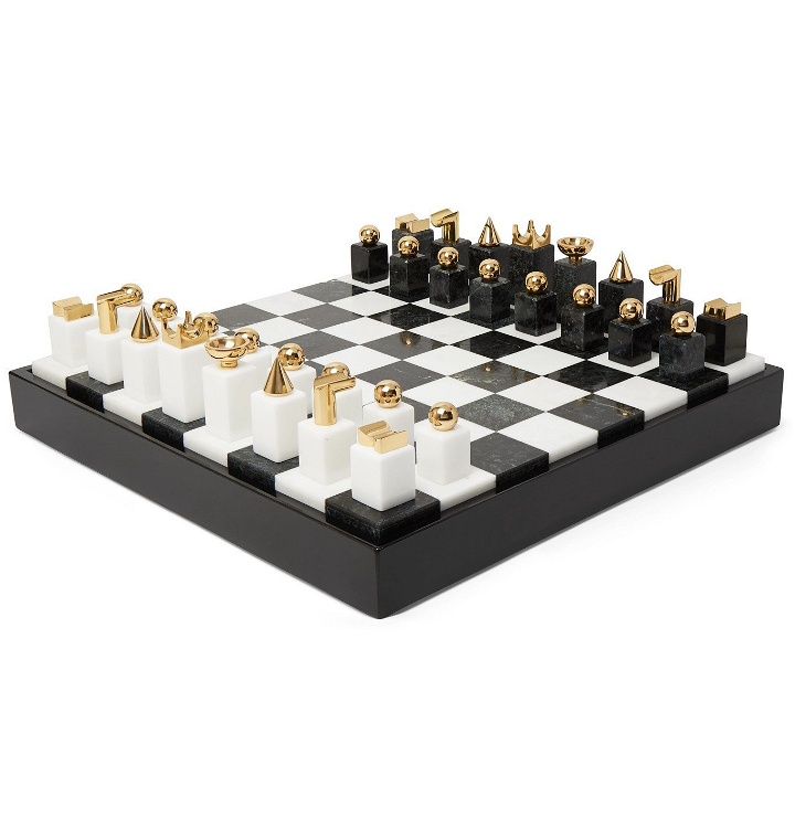 Photo: L'Objet - Gold-Plated and Stone Chess Set - Black