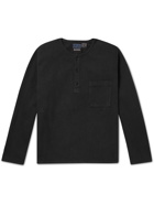 Blue Blue Japan - Sashiko Cotton Henley T-Shirt - Black