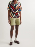 Beams Plus - Wide-Leg Distressed Cotton-Gabardine Bermuda Shorts - Green