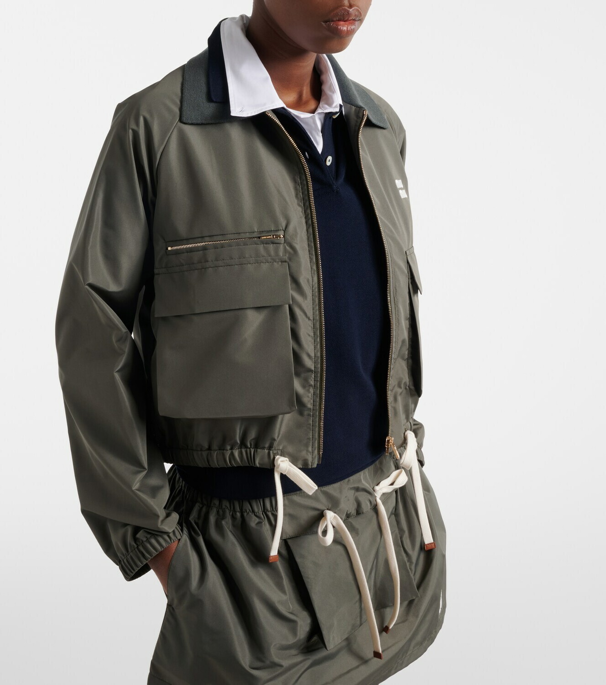 Miu Miu Logo technical blouson jacket