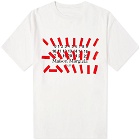Maison Margiela Men's Tape Logo T-Shirt in Off White/Black/Red