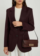 Victoria Beckham Dorian East-west Crocodile-effect Leather Clutch - Dark Brown - One Size